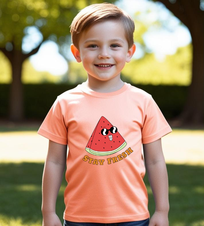 Boys Half Sleeves Watermelon Print T-shirt