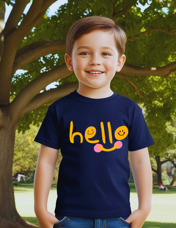 Boys Half Sleeves Hello Print T-shirt
