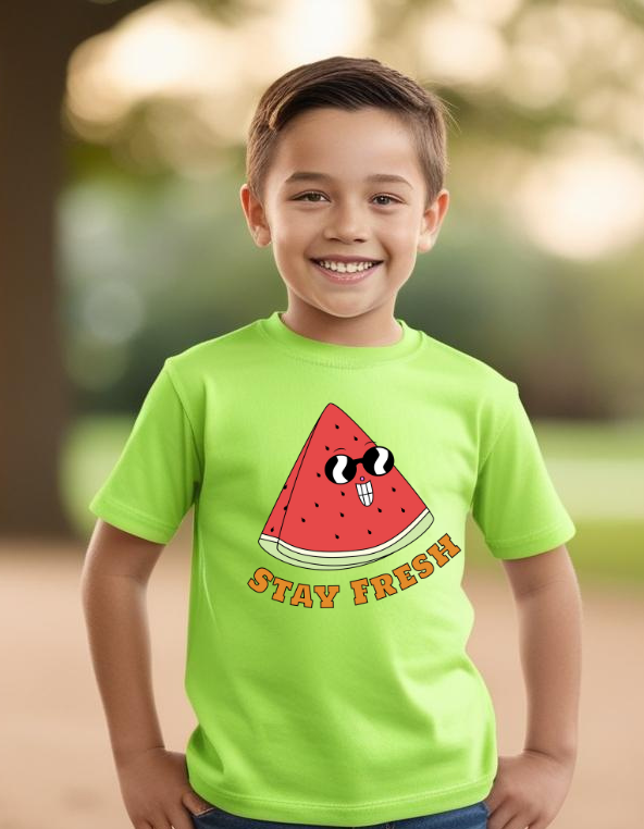 Boys Half Sleeves Watermelon Print T-shirt