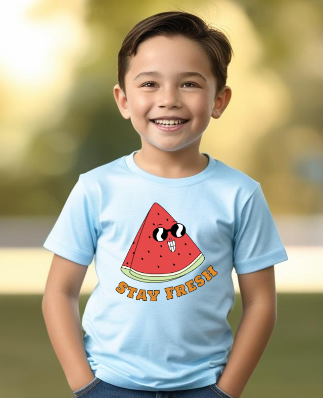 Boys Half Sleeves Watermelon Print T-shirt
