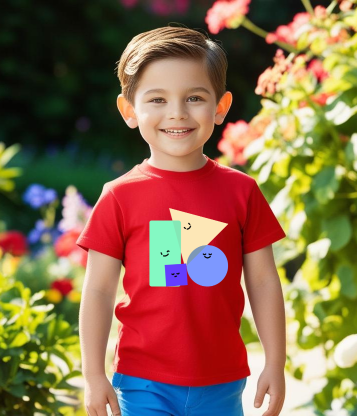 Boys Half Sleeves Shape Print T-shirt