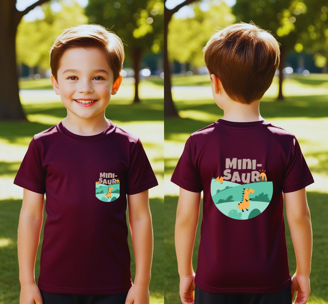 Boy's Front-Back Minisaur Print T-shirt