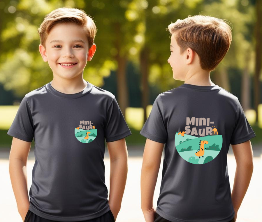 Boy's Front-Back Minisaur Print T-shirt