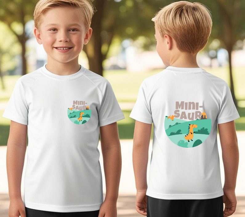 Boy's Front-Back Minisaur Print T-shirt