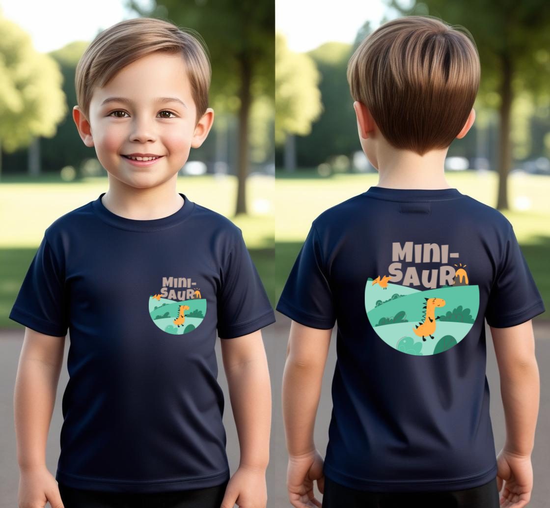 Boy's Front-Back Minisaur Print T-shirt